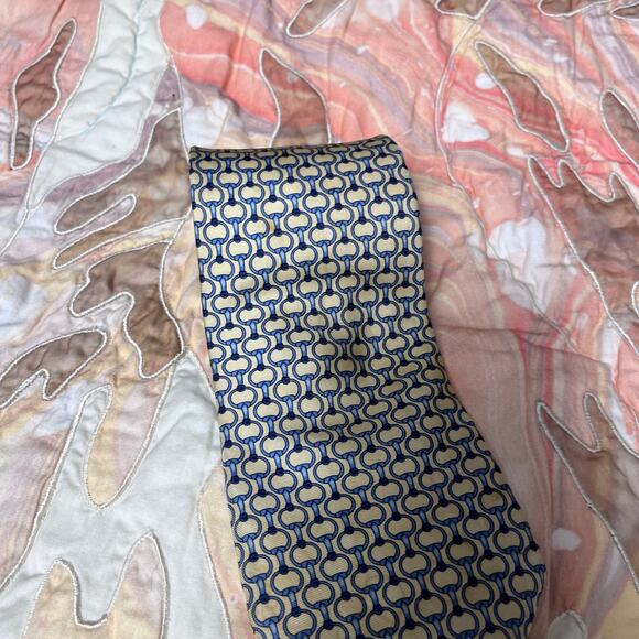 Vintage Tommy Hilfiger Yellow Blue Horse Bit Equestrian Print Silk Tie - Picture 3 of 4